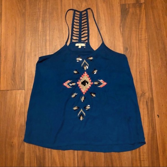Cecico Tops - Aztec Beaded Tank Top